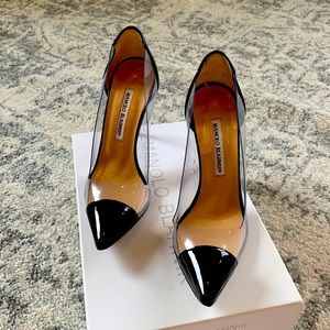 Manolo Blahnik PVC and Black Heels
